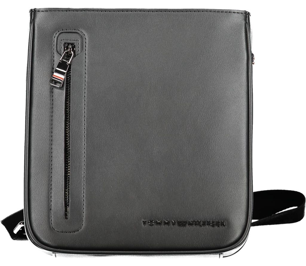 Elegante schwarze Herren-Schultertasche mit verstellbarem Gurt und Logo