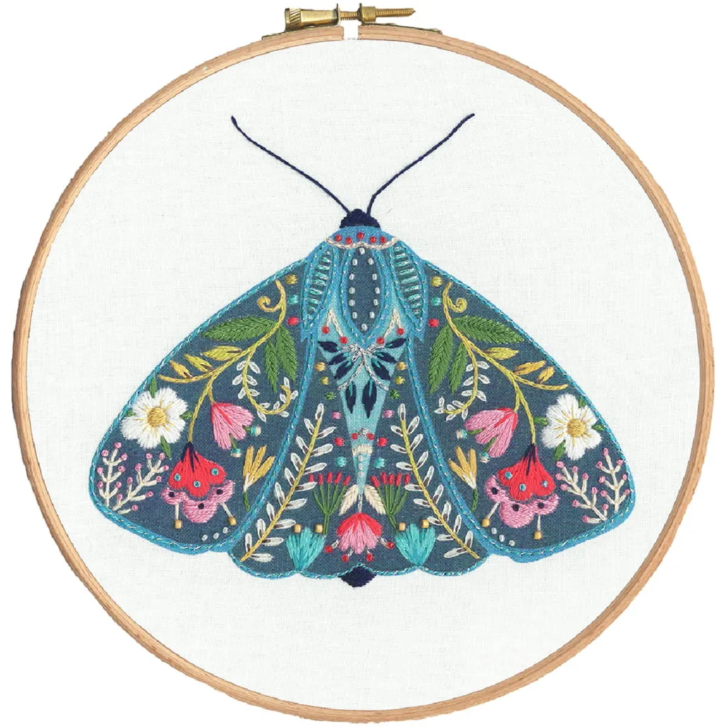 Tambour de Broderie Pollenmotte 17,5cm avec Toile Pré-imprimée EPO3