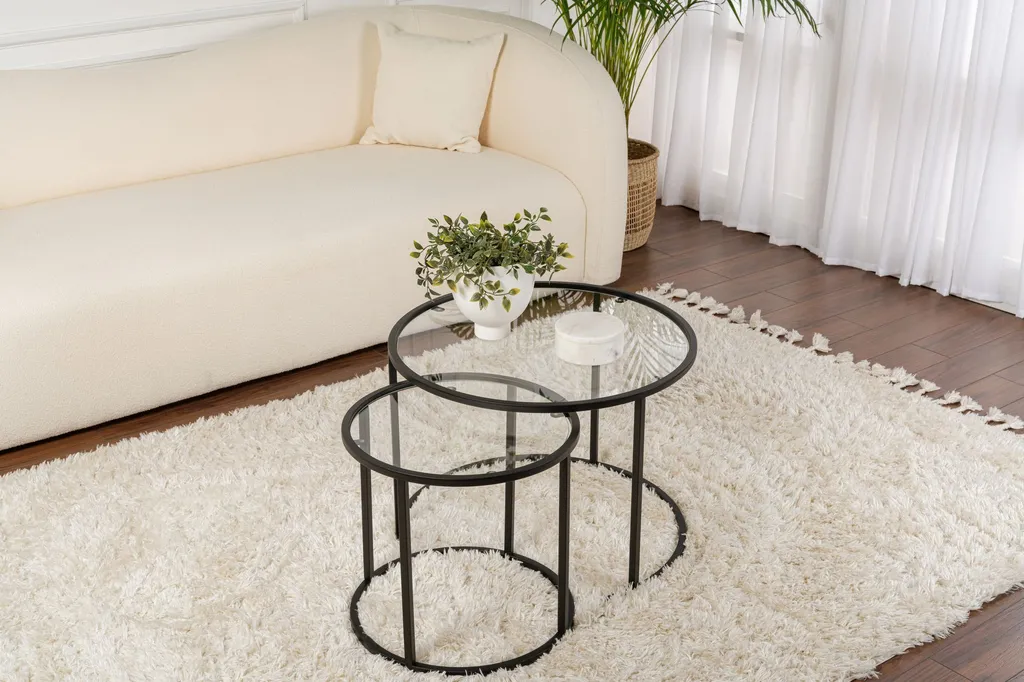 Table basse noire et verre pour recevoir vos invités avec style et chic