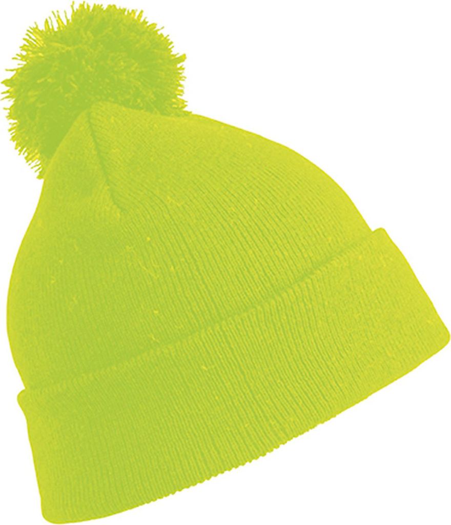 Result Winter Essentials RC028J | Junior Pom Pom Beanie Wintermütze für Kinder - Farbe: Fluorescent Yellow - Größe: One Size