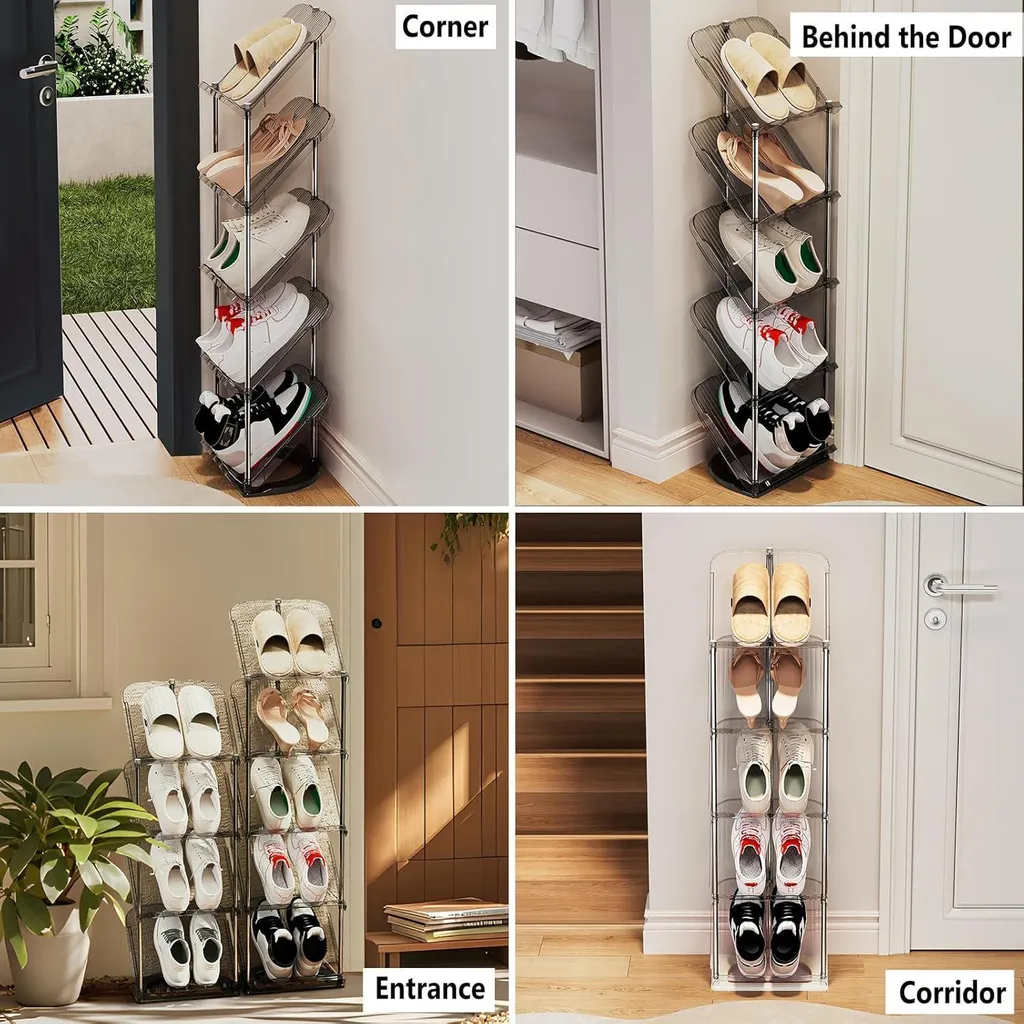 Organiseur de chaussures peu encombrant incliné, structure 5 rangs - 7