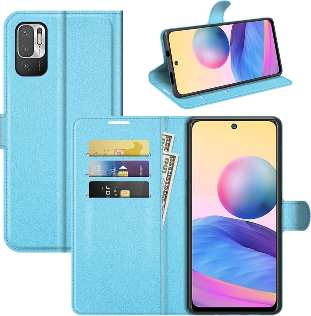 Schutzhülle für Xiaomi Redmi Note 10 5G Case Handy Hülle Cover Schutztasche Wallet, Farbe:Blau