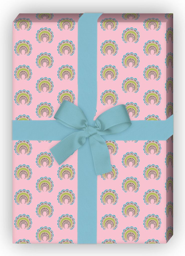 Feines Geschenkpapier mit Paisley Hörnchen, rosa zum Einpacken - G11504, 32 x 48cm
