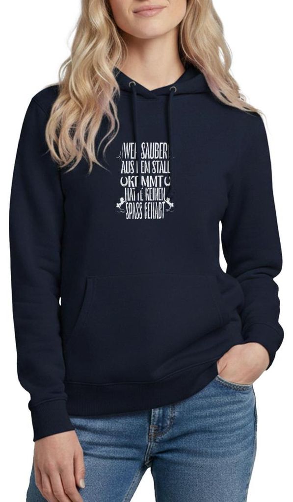 Spreadshirt Wer Sauber Aus Dem Stall Kommt Hatte Keinen Spaß Damen Hoodie, XXL, Navy