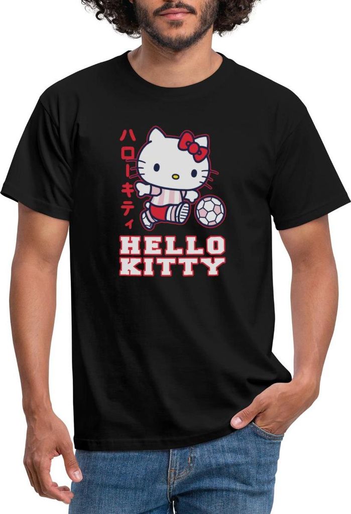 Spreadshirt Hello Kitty Spielt Fussball Sport Männer T-Shirt, 3XL, Schwarz