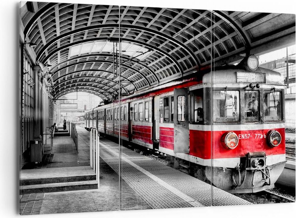 Bild auf Leinwand - Leinwandbild - Bahn Bahnhof Zug Transport - 165x110cm - Wand Bild - Wanddeko - Leinwanddruck - Bilder - Kunstdruck - Wanddekora...