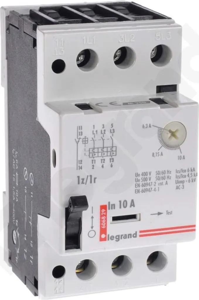 M250 1NO/1NC Disjoncteur moteur 6,3A à 10A pour protection triphasée