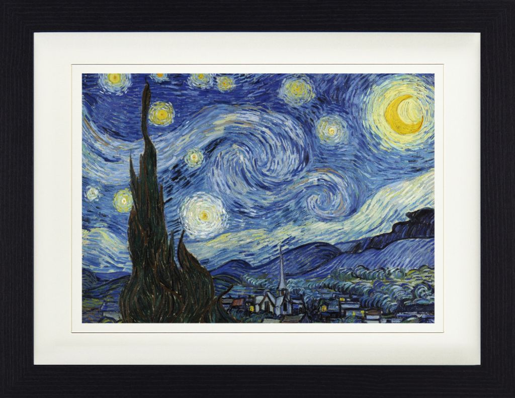 Vincent Van Gogh Gerahmtes Bild Mit Edlem Passepartout | Wand-Bilder | Im Bilderrahmen - Die Sternennacht, 1889 (30 x 40 cm)