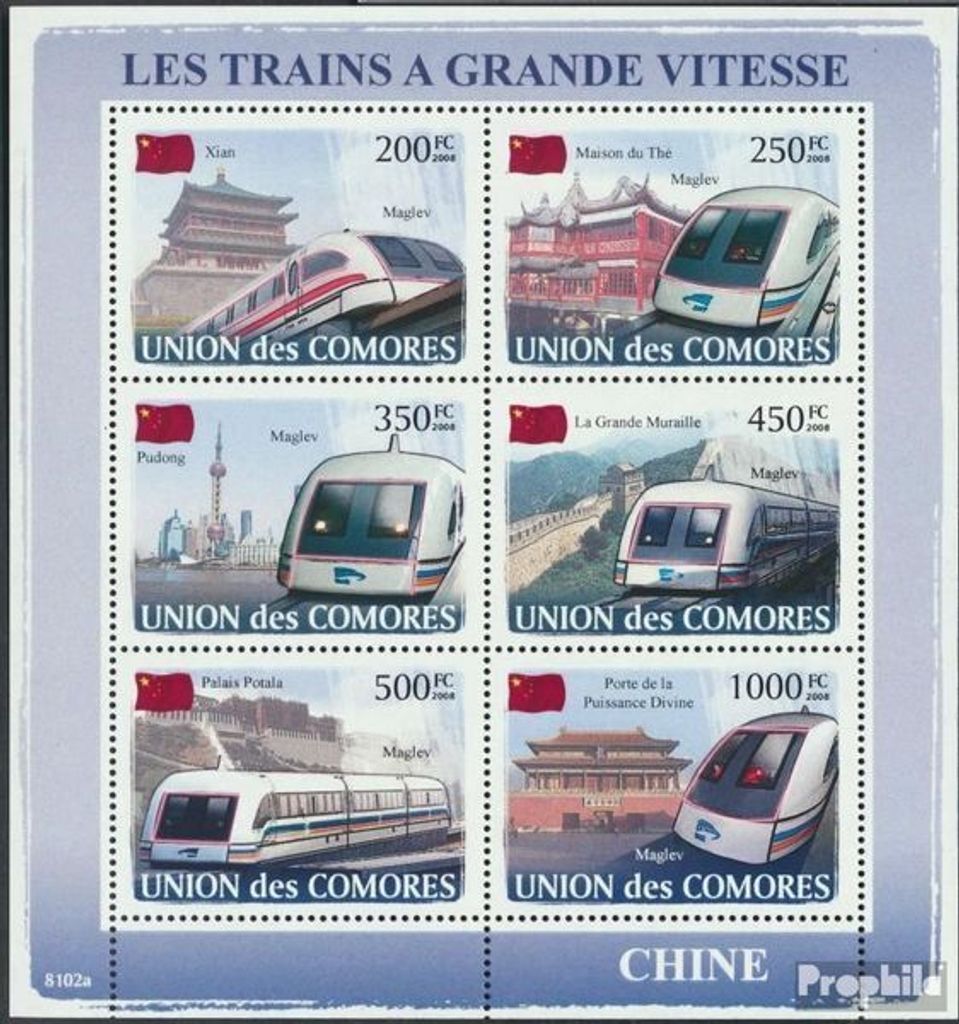 Briefmarken Komoren 2008 Mi 1887-1892 Kleinbogen (kompl. Produktbild 