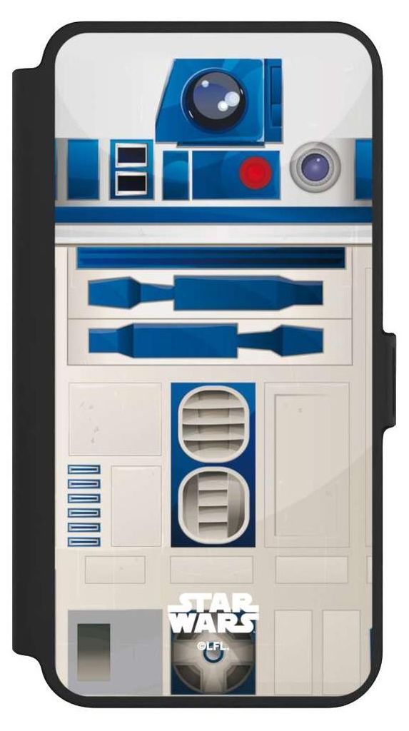 NIVOCASE Klapphülle für Samsung Galaxy S25+ Handyhülle aus Kunst Leder NIVOflip schwarz Fanartikel Star Wars R2D2