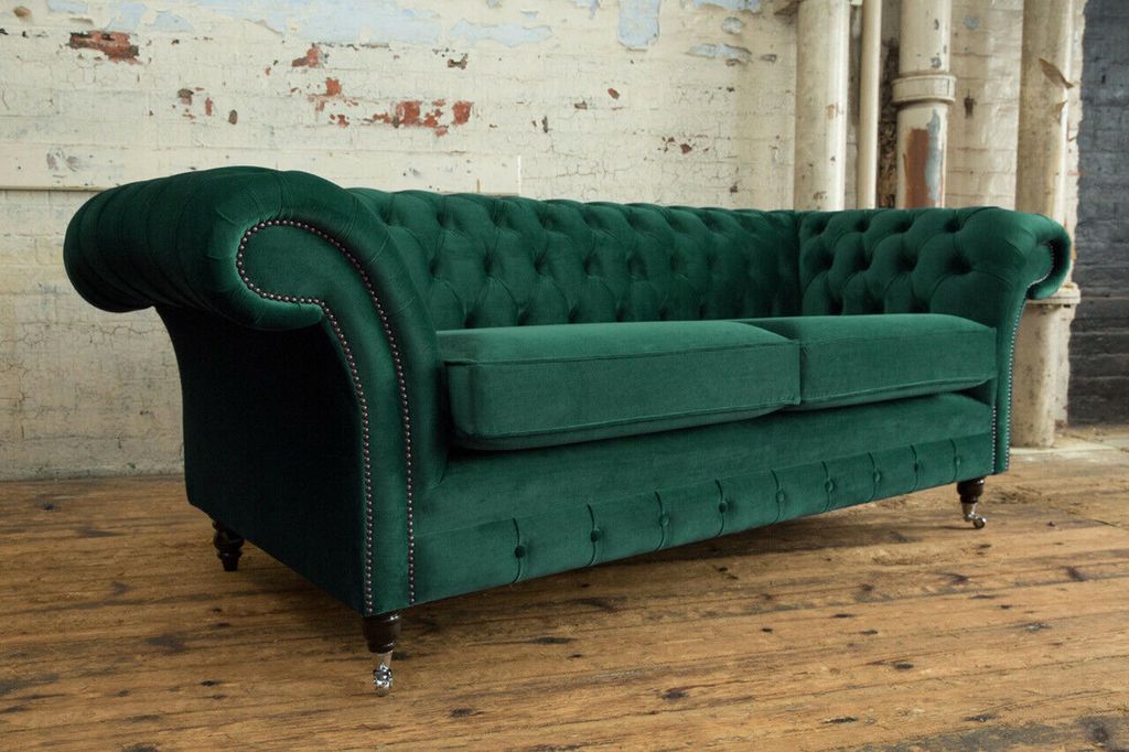 Sofa 3 Sitzer Couch Chesterfield Polster Sitz Garnitur Leder Textil design Samt
