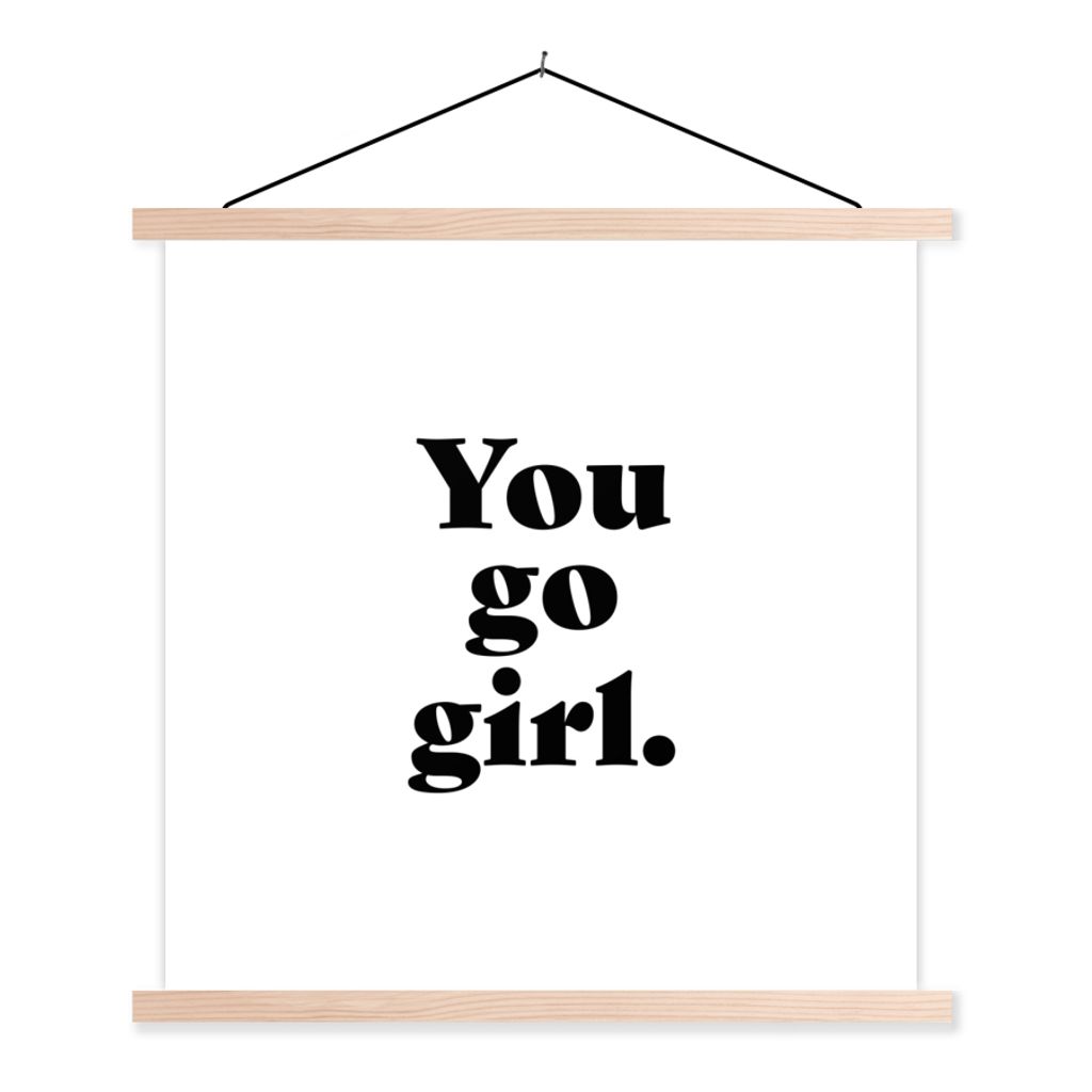 MuchoWow Textilposter Sprichwörter - Du gehst Mädchen - Mädchen - Kinder - Zitate 40x40 cm mit holzfarbenen Rahmen - Posterleiste