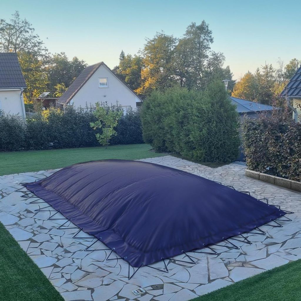 Aufblasbare Pool Abdeckplane für Pool rechteck 3,50 x 7,50m, Farbe: dunkelblau, Air Cover, wasserdicht, reißfest