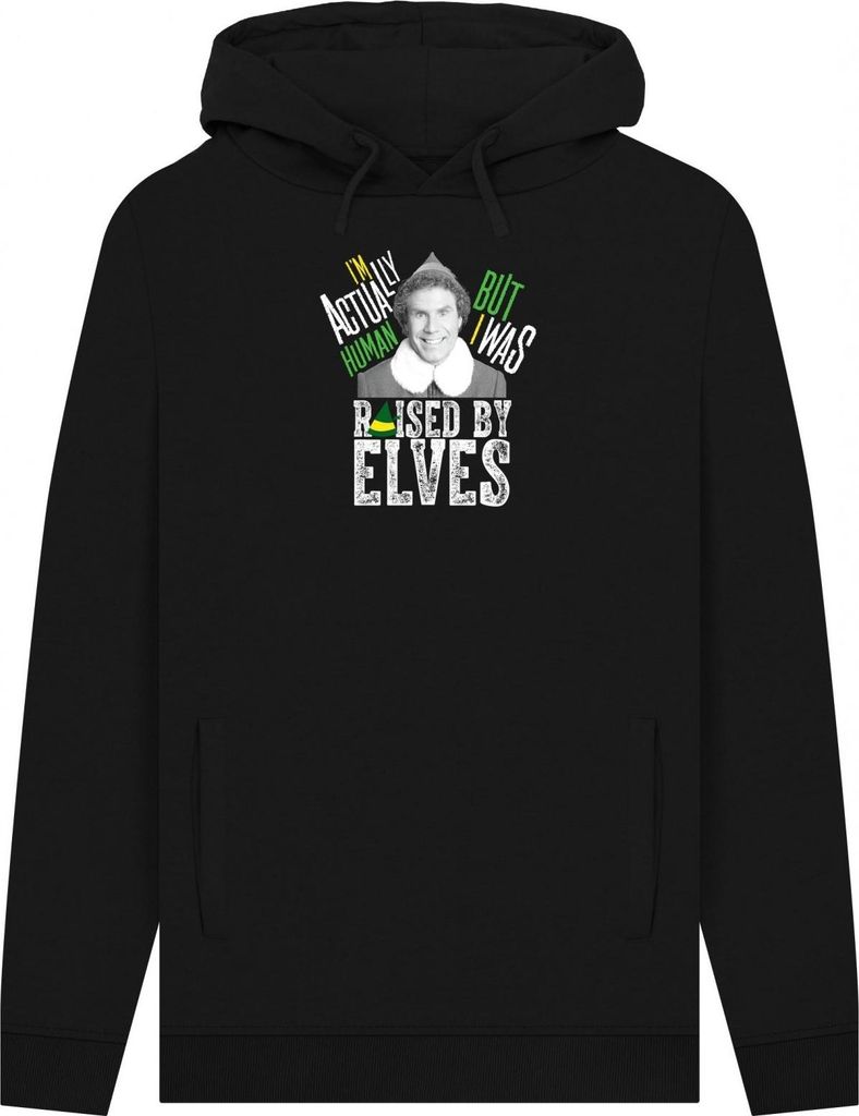 Elf - "I ́m Actually Human" Kapuzenpullover für Herren/Damen Uni PN2069 (L) (Schwarz)