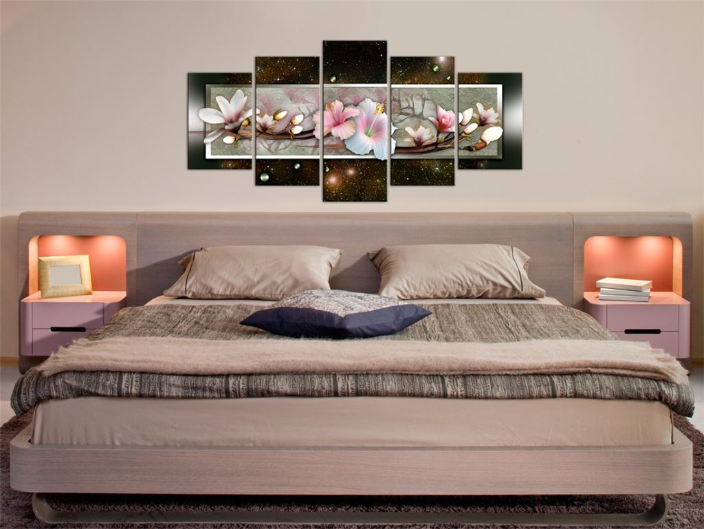 Tableau acoustique Fleurs 200 x 100 cm Tableau en 5 parties Image du produit 