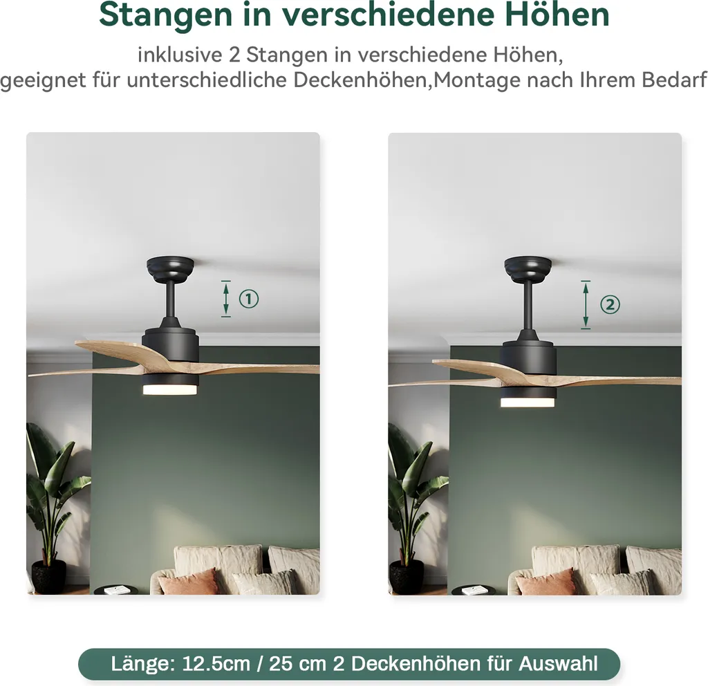 SONNI Ventilateur de plafond avec éclairage et télécommande 132 cm - 6