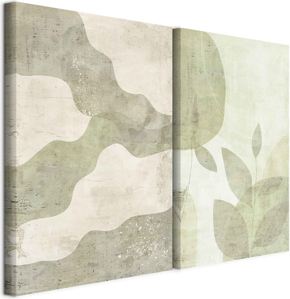 murando - Akustikbild Bilder Set Abstrakte Wellen und Blätter 120x90cm 2 Teilig je 60x90cm Collage 2er Akustikschaum Schallschutz Akustikpaneele G...