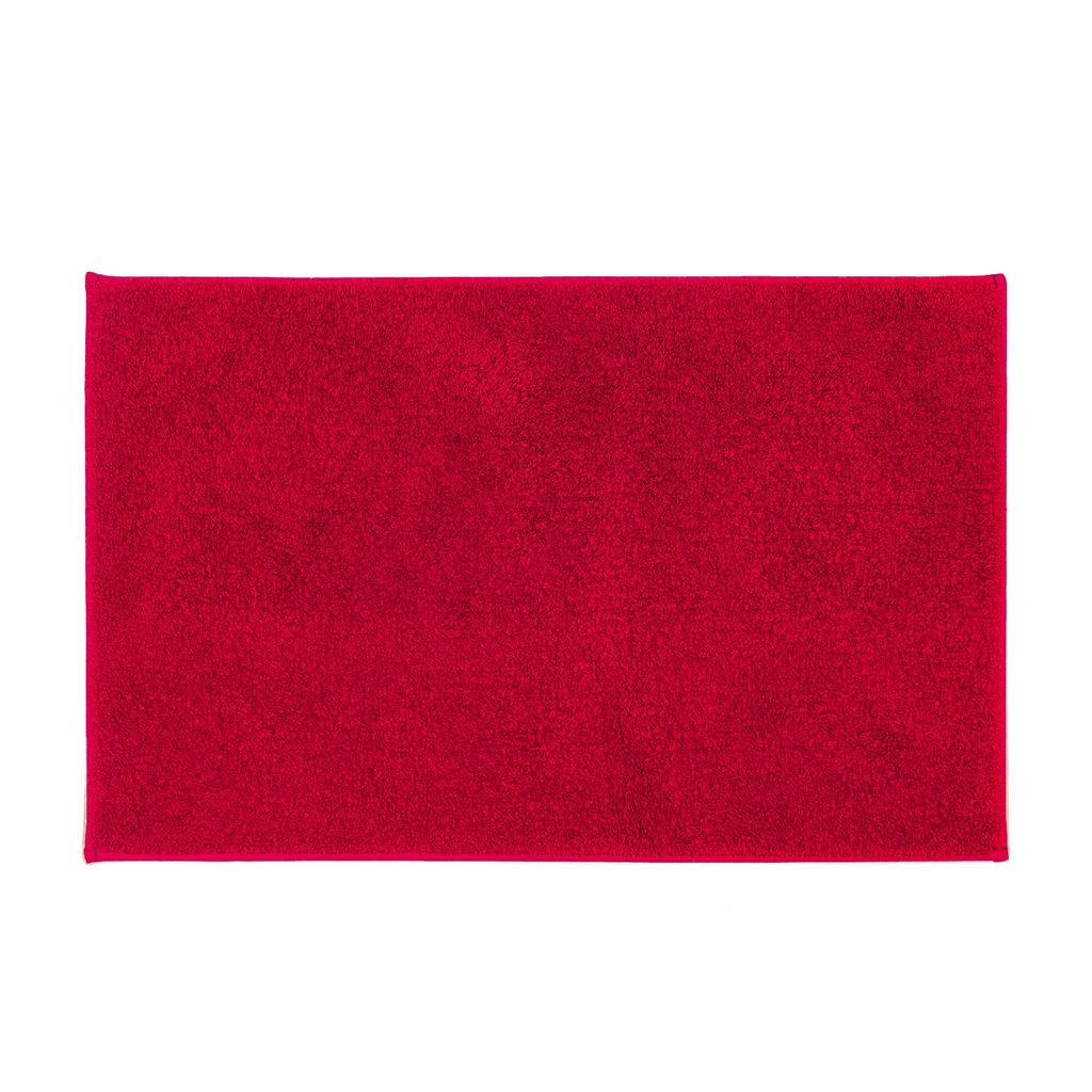 Floordirekt Badematte Nasa, weicher Badvorleger Badezimmer Teppich, rutschhemmend, fußbodenheizungsgeeignet, ohne ausfransen – Rot, 50x80 cm