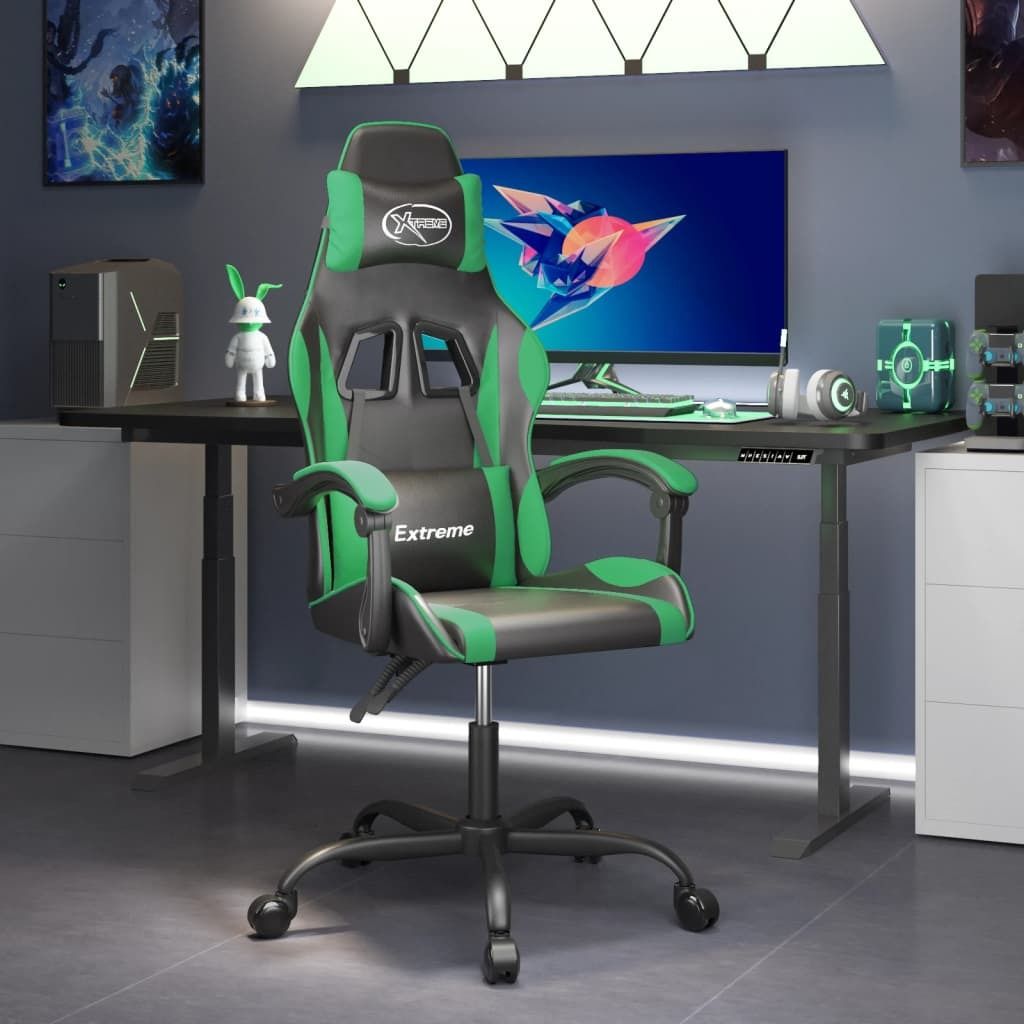 The Living Store Gaming-Stuhl Schwarz und Grün Kunstleder