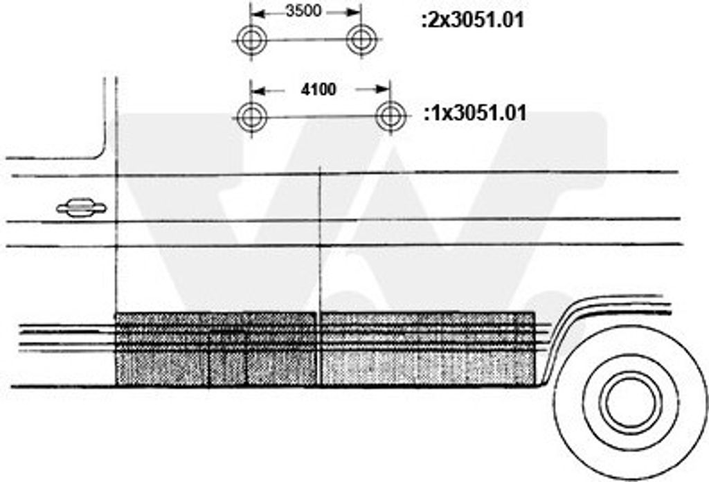 VAN WEZEL Seitenwand Reparaturblech passend für MERCEDES-BENZ T2/L Kasten/Kombi T2/L Kommunalfahrzeug