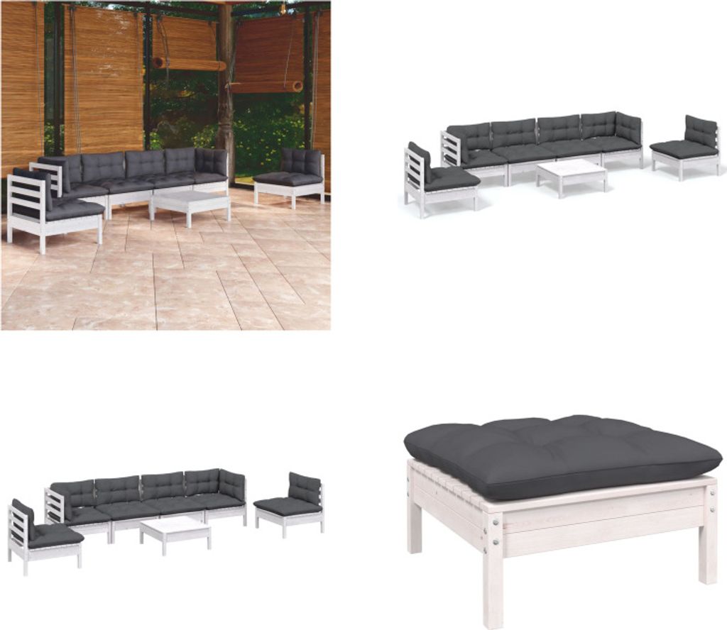 vidaXL 7 tlg. Garten Lounge Set mit Kissen Kiefer Massivholz - Garten-Lounge-Set - Garten-Lounge-Sets - Gartenmöbel-Set - Gartenmöbel-Sets