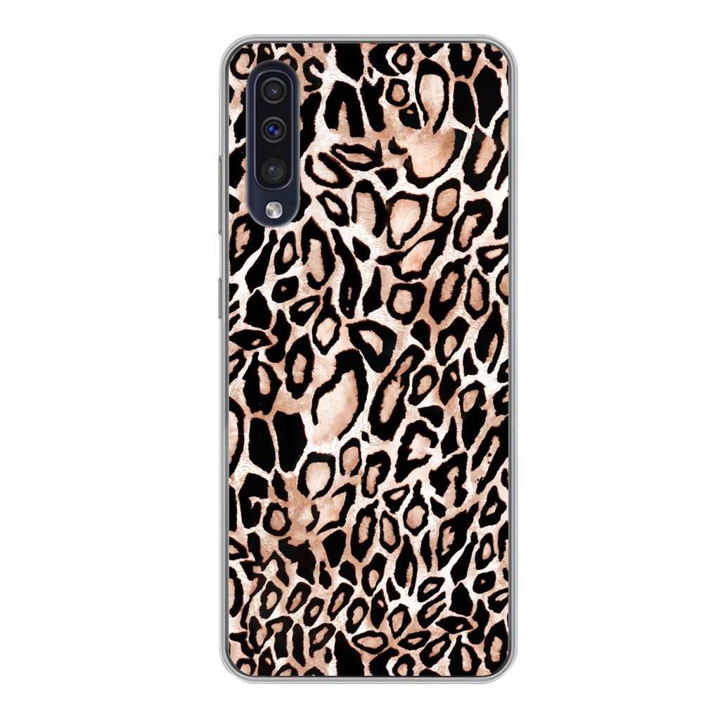 MuchoWow Handyhülle Schutzhülle Hülle für Samsung Galaxy A50 Panther Druck - Schwarz - Flecken Silikon Softcase Handy Hülle - Mobiltelefonh...