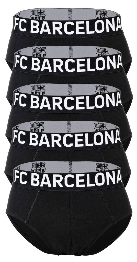 FC Barcelona Herren Slips, 5er Pack - Briefs, Baumwollmischung, Logobund, einfarbig Schwarz M