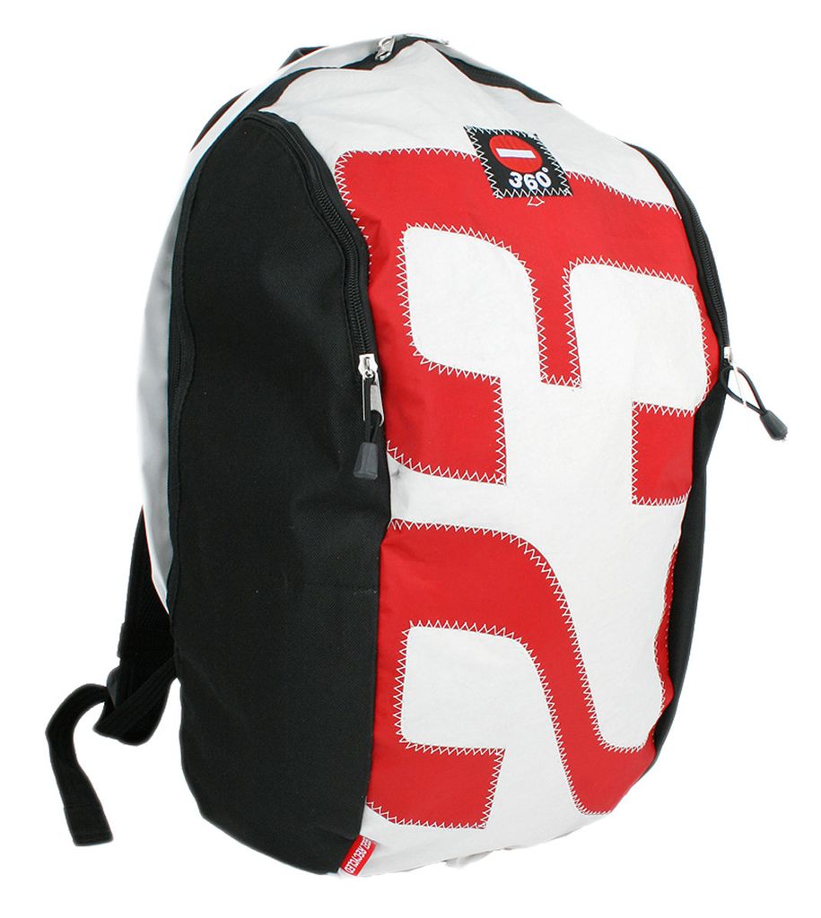 Regatta Rucksack, recycling -Segeltuch, Zahl Rot, zwei Außentaschen