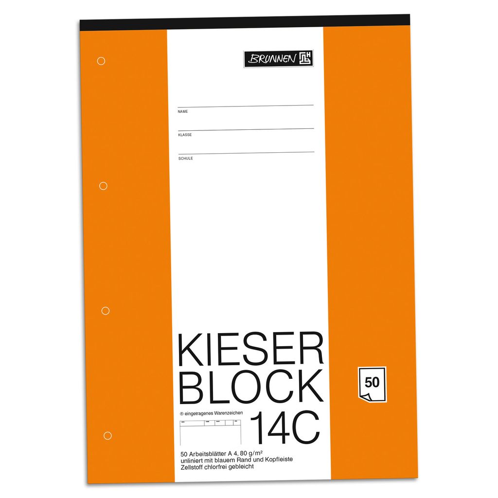 BRUNNEN Kieserblock 14 C Lineatur 20 blanko A4 50 Blatt Produktbild 