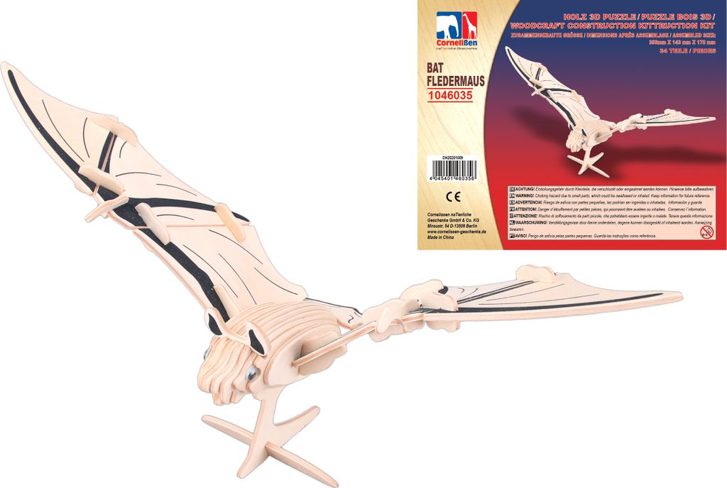 Holz 3D Puzzle - Fledermaus