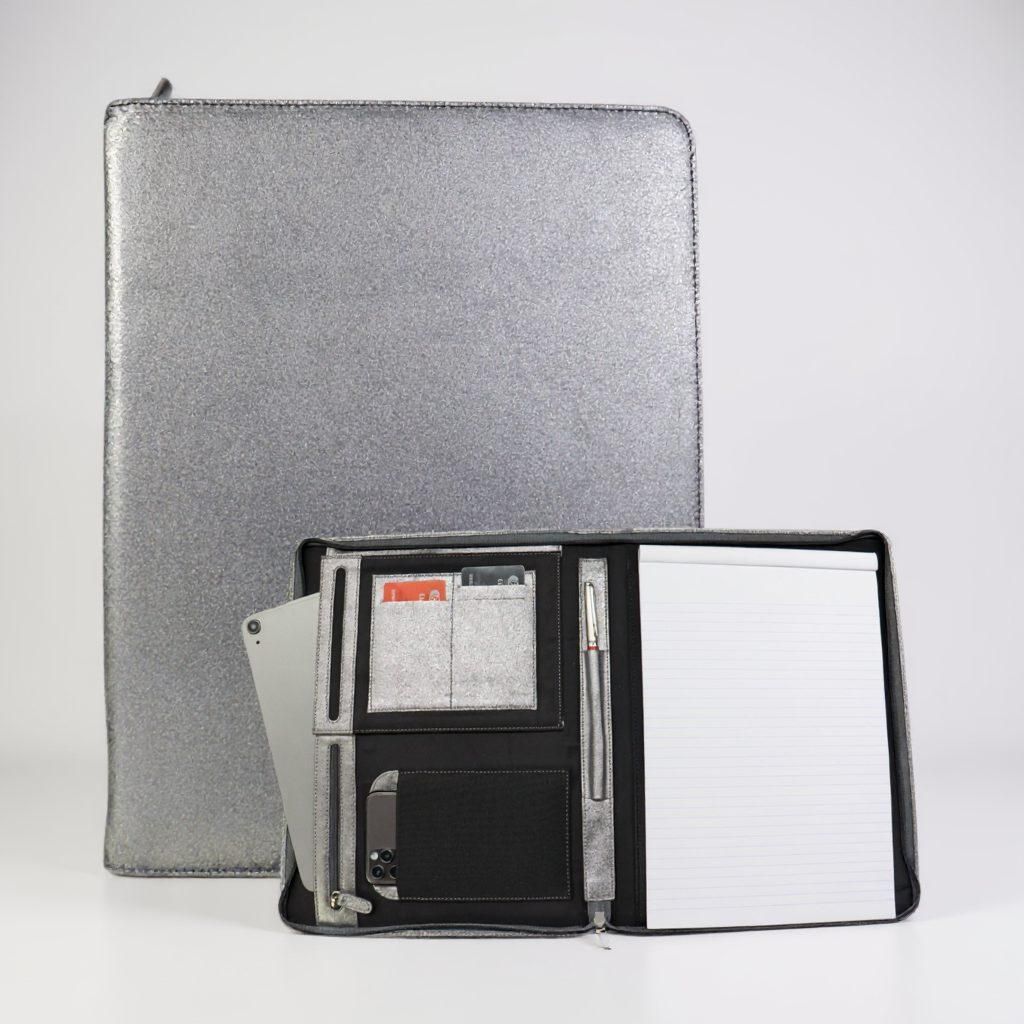 Safekeepers Oslo Dokumentenmappe - Schreibmappe - Ipad Hülle - A4 - Leder - silber