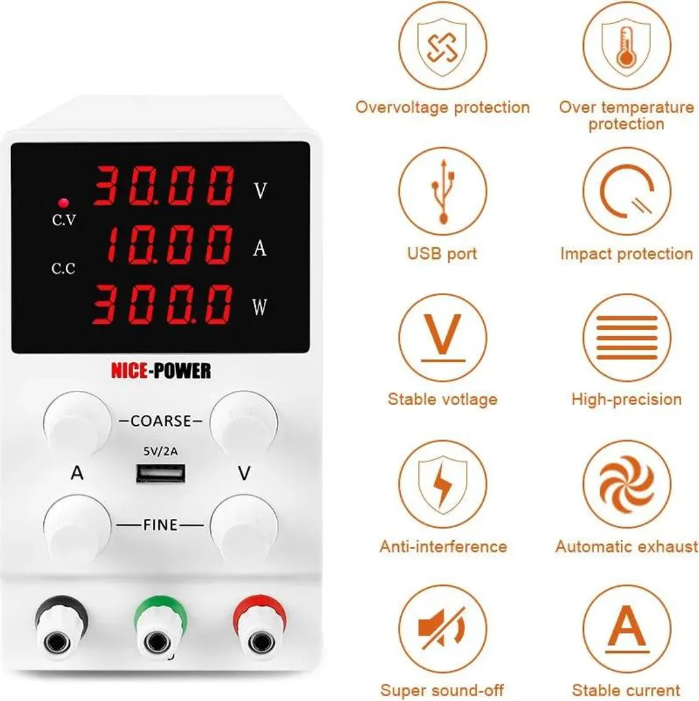 Alimentation de laboratoire SPS3010 réglable 0-30V 10A 300W DC Or - 11