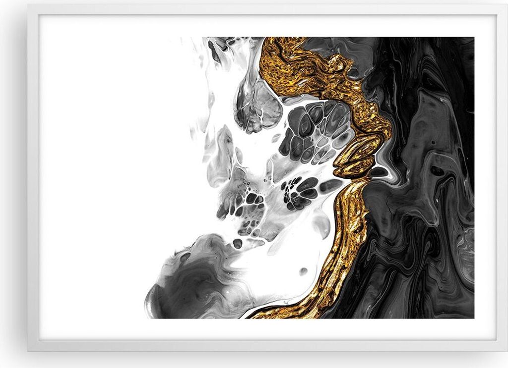 Gerahmtes Poster - Weißer Rahmen - Abstraktion verschüttet Kontrast - 70x50 cm - Wand Bild - Wanddeko - Wandbilder - Kunstposter - Wandposter - B...