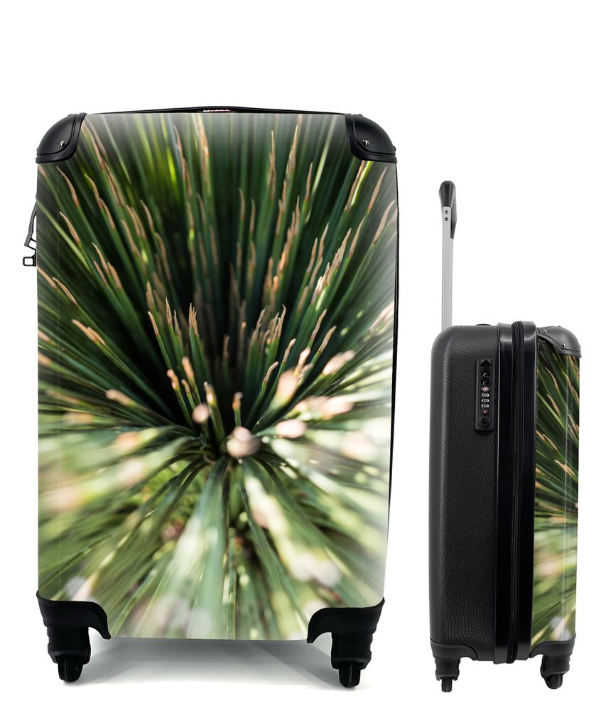 MuchoWow Koffer Handgepäck Trolley Rollkoffer Kleine Reisekoffer mit 4 Rollen - Kaktus - Abstrakt - Pflanze - Cabin Size < 55x40x23 cm & 55x40x2...