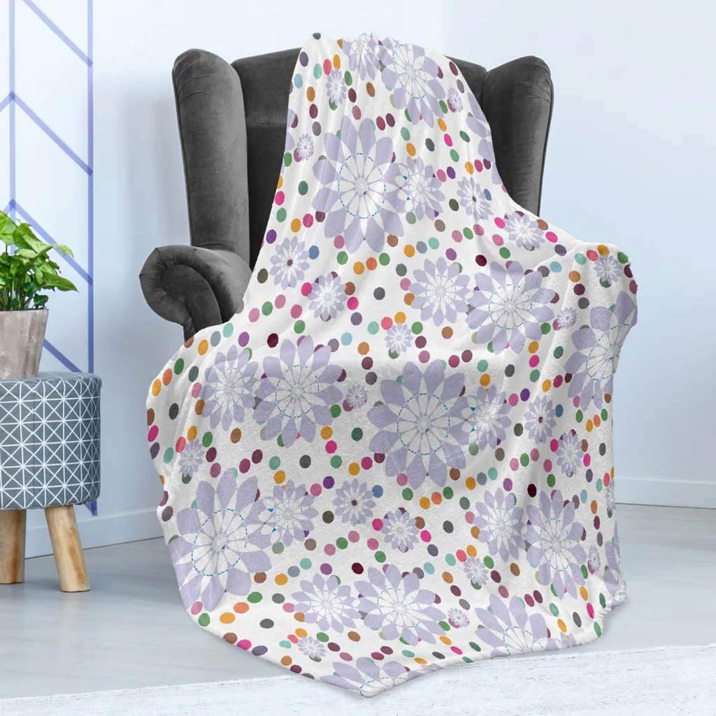 Couverture de Canapé Violette à Fleurs pour Soirées Cocooning 175x230