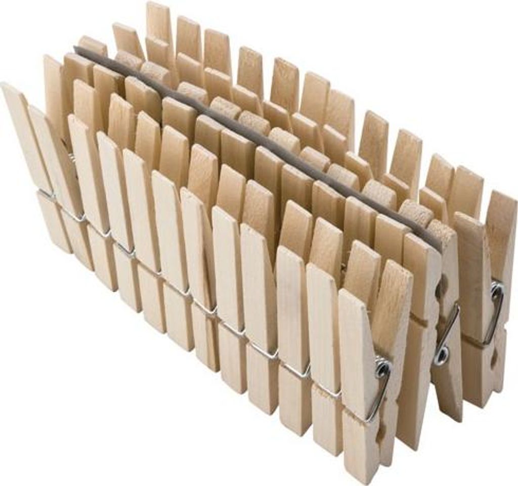 Wäscheklammern aus Holz, Beutel mit 36 Stück, 75x9 mm - Mondex