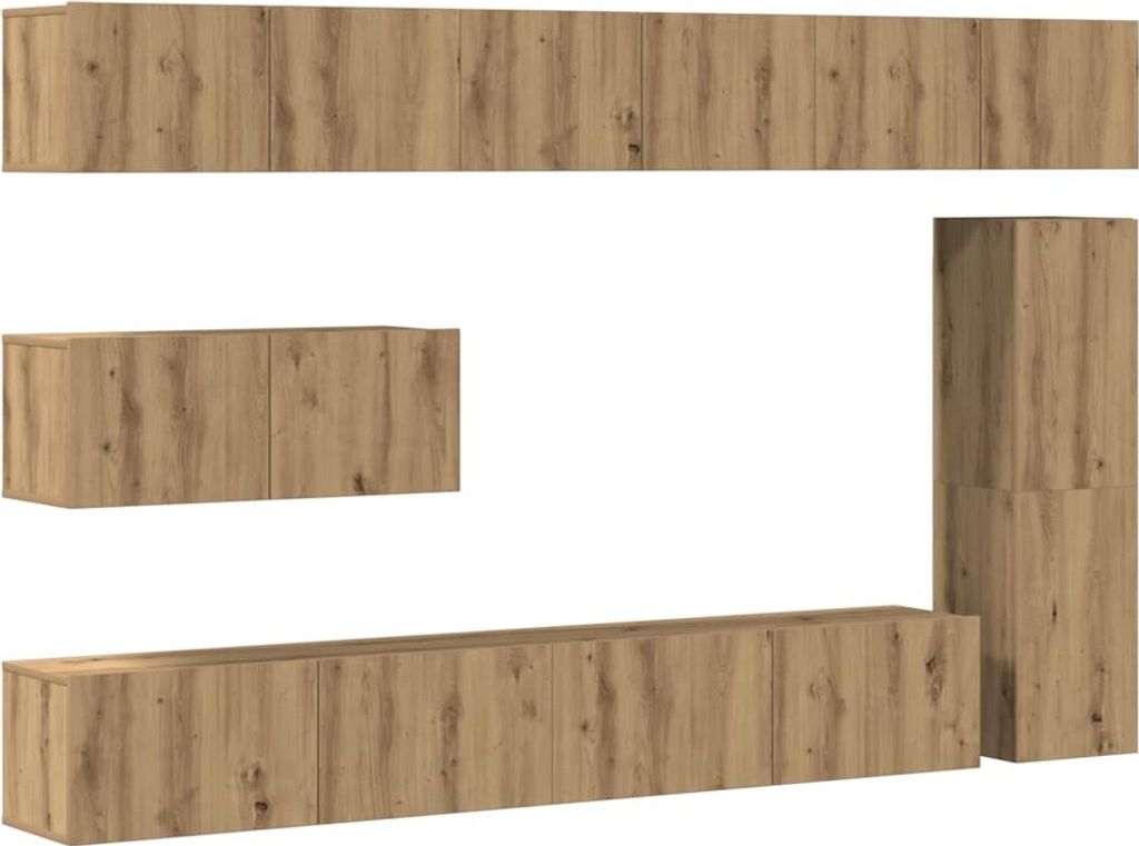 7-tlg. TV-Schrank-Set Wandmontage Artisan-Eiche Holzwerkstoff