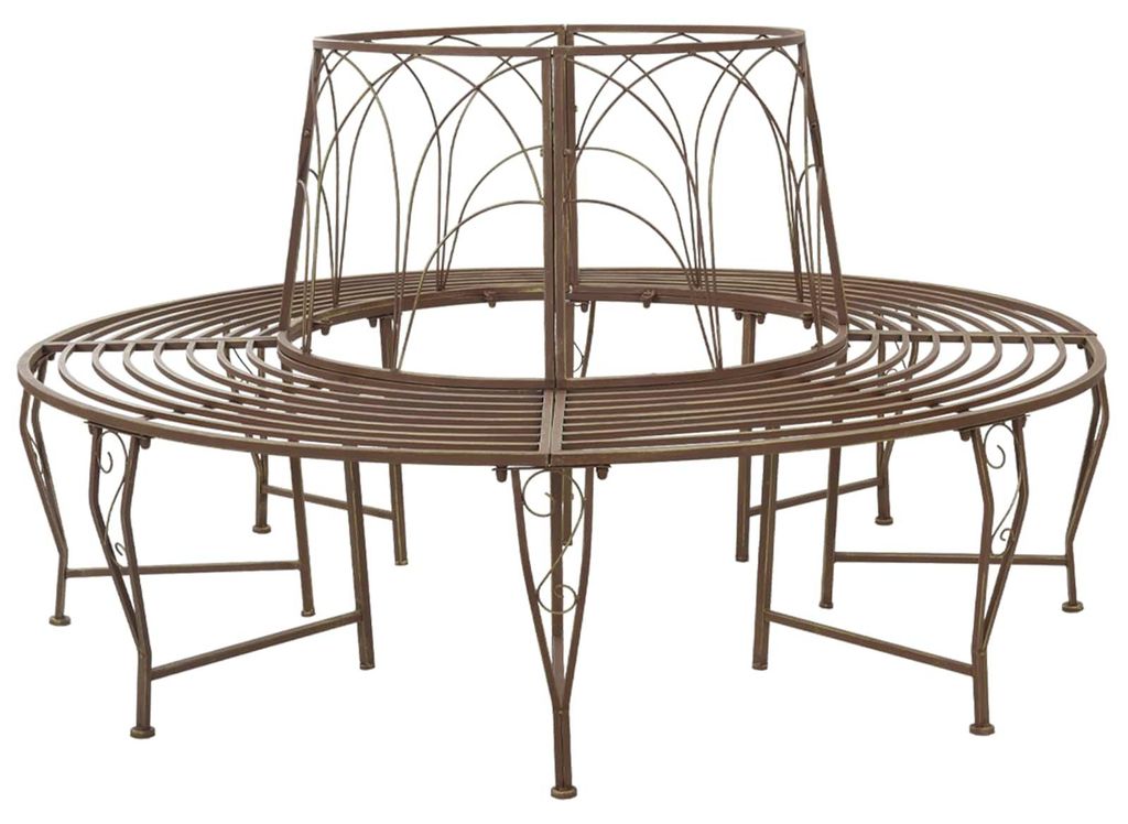 vidaXL Baumbank 8-Sitzanzahl Ø 160 x 89 cm Stahl Antikbraun Produktbild 