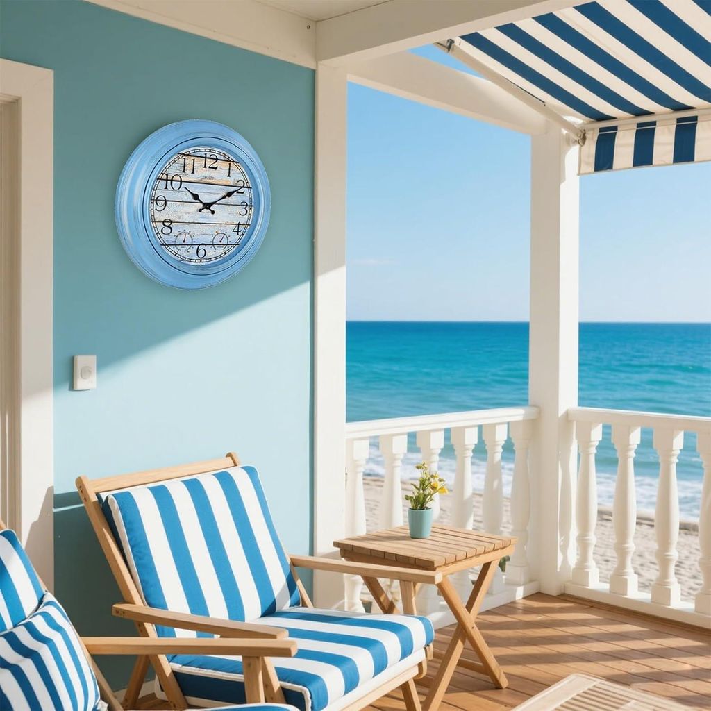 Wasserdichte Wanduhr mit Thermometer und Hygrometer - 46 cm für Innen und Außen