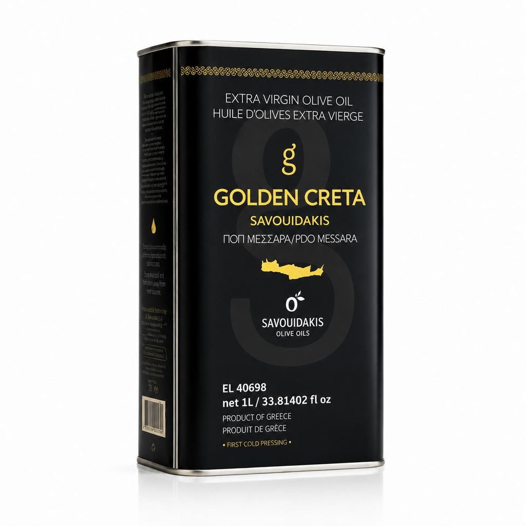 Golden Creta Olivenöl aus Kreta, Griechisches Olivenöl Produktbild  KI-generiertes Bild