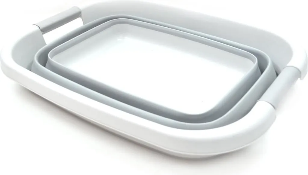 Corbeille à linge rétractable 25L et bac de rangement gris multi-usage