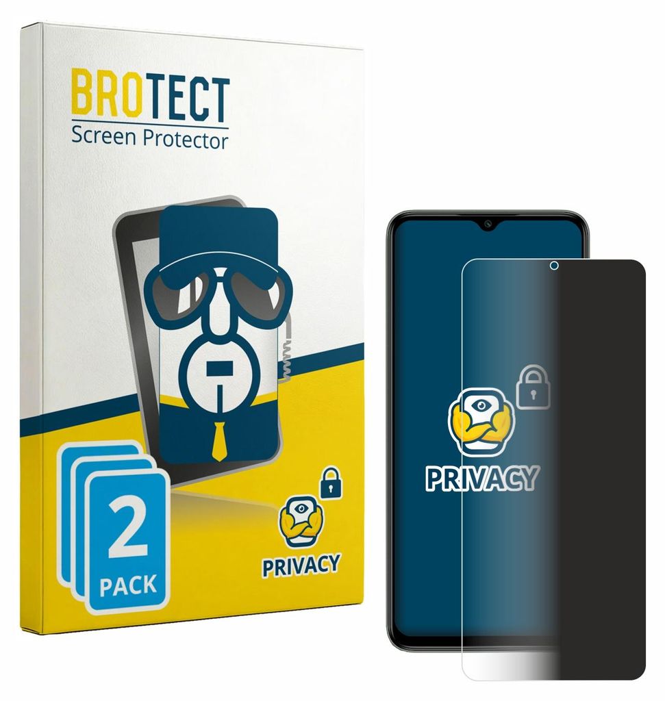 2x BROTECT Sichtschutzfolie für Itel Zeno 100 Anti-Spy Privacy Sichtschutz Blickschutz Folie Blaulicht-Schutz