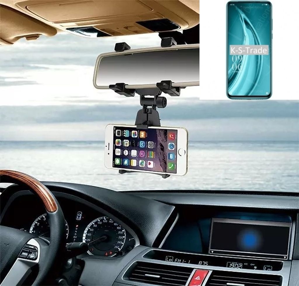 K-S-Trade Smartphone Halterung kompatibel mit Elephone PX Pro Rückspiegel Halterung schwarz Auto Halterung KFZ Halter