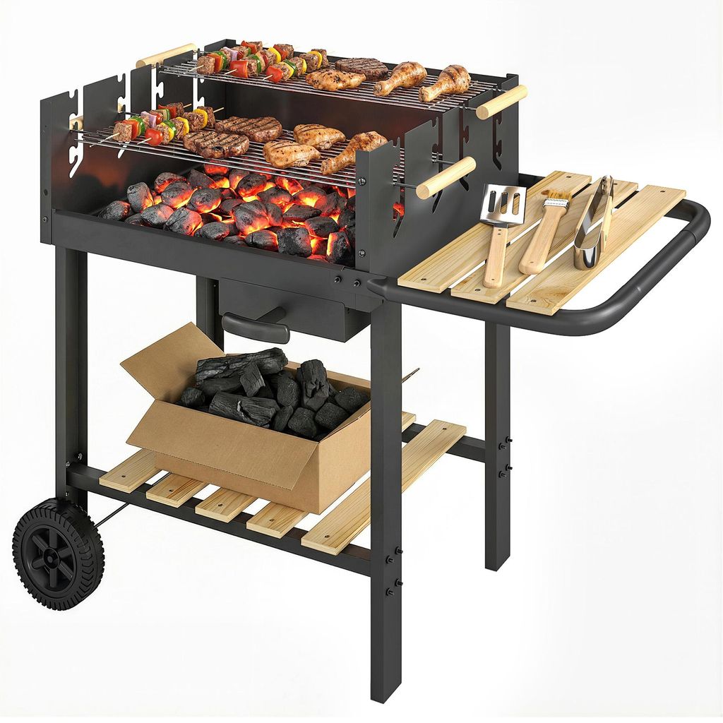Outsunny Holzkohlegrill Grillwagen mit 4-fach Produktbild 