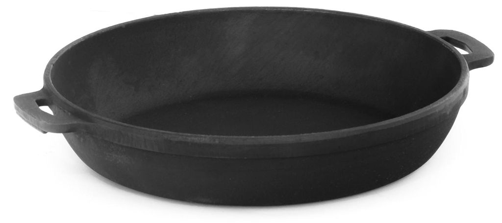 Bräter 34 cm aus Gusseisen 4 cm hoch Schmortopf Bratpfanne Pfanne Induktion Servierpfanne