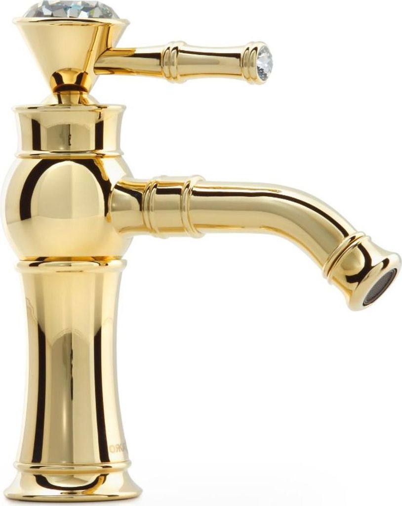 Casa Padrino Luxus Jugendstil Einhebel Waschtischarmatur mit Kristallglas H. 20,8 cm - Verschiedene Farben - Neoklassische Badezimmer Accessoires -...