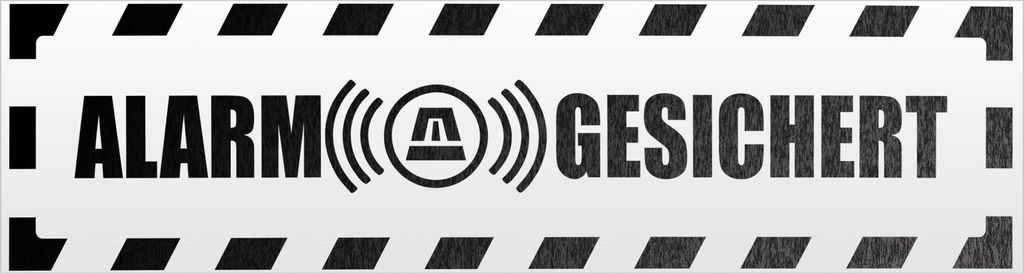 Kiwistar Alarm gesichert gestreift Magnetschild Schild magnetisch - 60cm Schwarz - reflektierend - Magnetfolie für Auto PKW Kfz