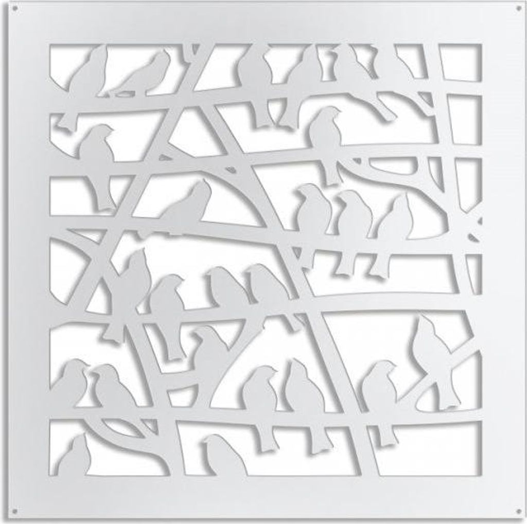 BIRDS – Perforiertes PVC–Panel – Sonnenschutz 98x98 cm weiß