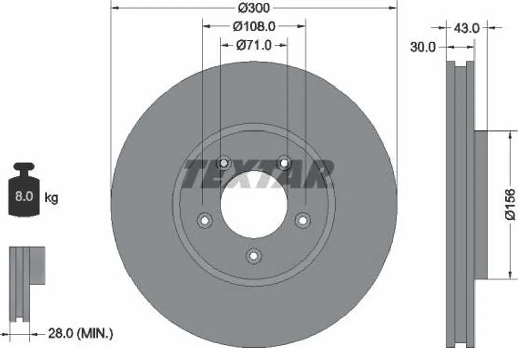 Disque de frein ventilé Textar 92099003 anticorrosion JLM20801