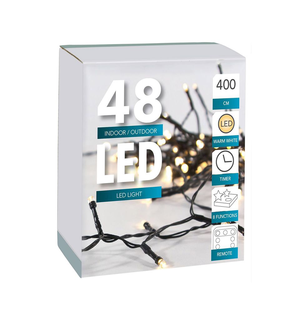 LED-lichtketting, 48 LED's - 400 cm / Timerfunctie / Productafbeelding 